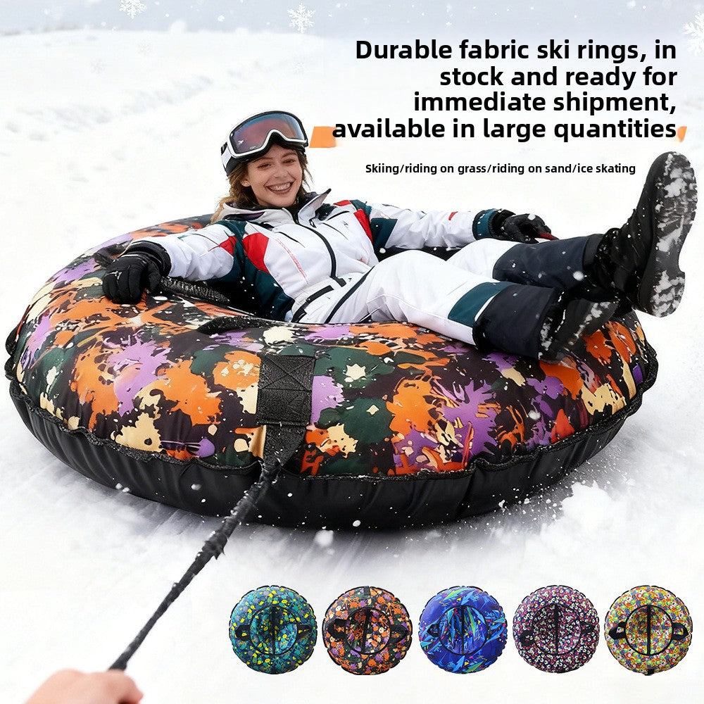 Winter PVC Inflatable Snow Tube with Cloth Cover for Outdoor Sledding and Grass Sliding