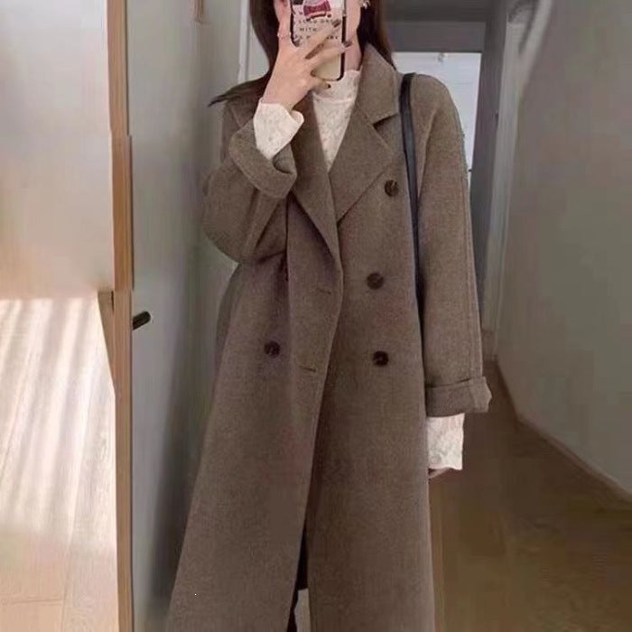 Women's Mid-Length Thickened Polyester Lapel Coat