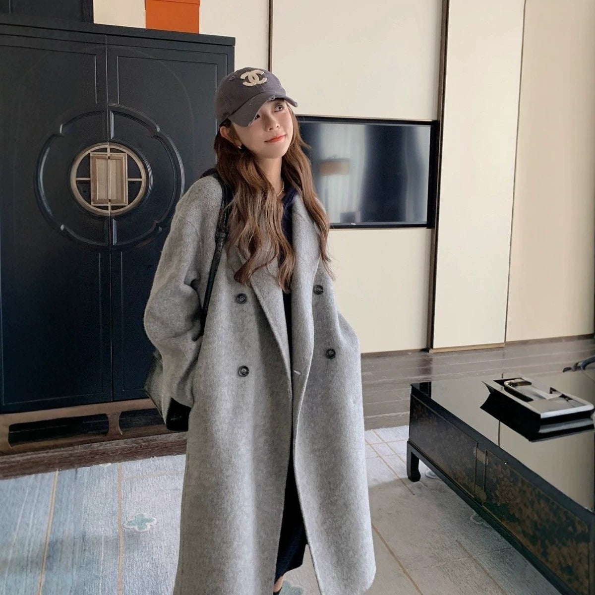 Women's Mid-Length Thickened Polyester Lapel Coat