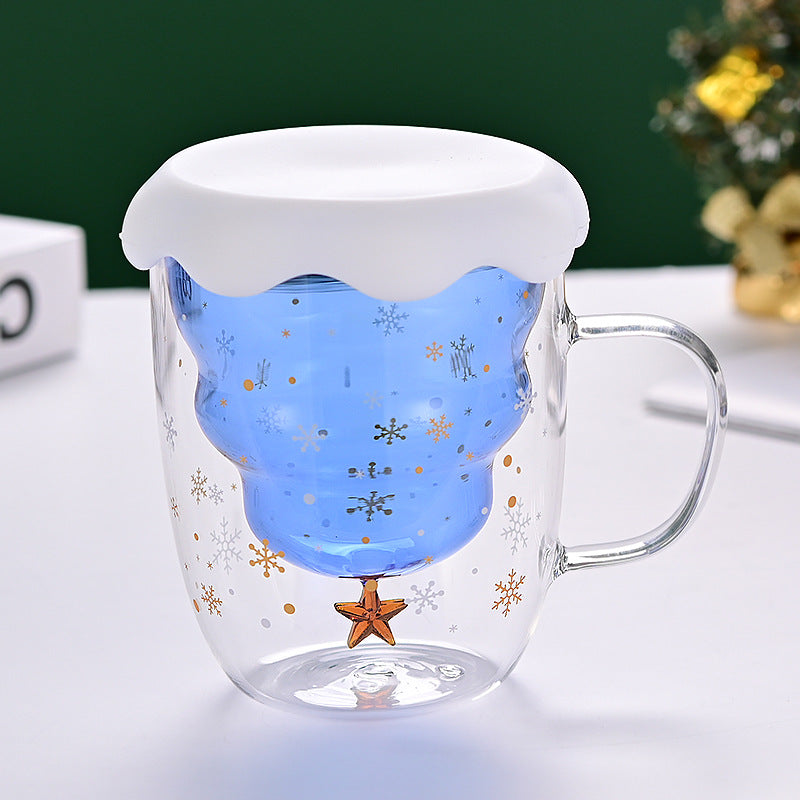 Double-Wall Borosilicate Glass Christmas Cup with Lid
