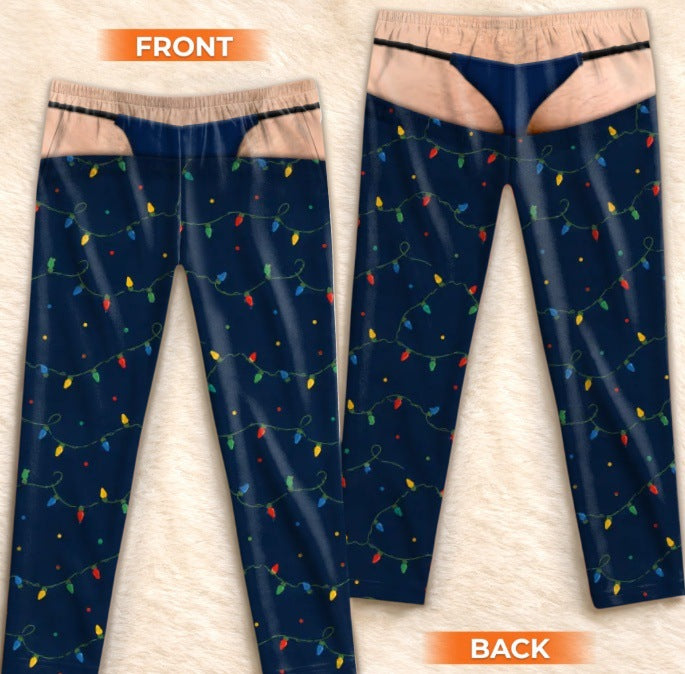 Men's Plaid Drawstring Straight-Leg Trousers with 3D Print