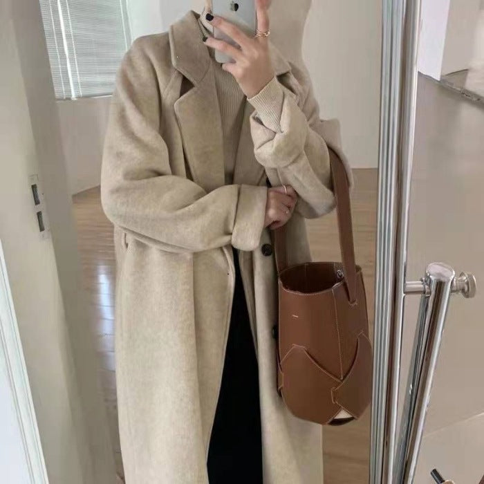 Women's Mid-Length Thickened Polyester Lapel Coat