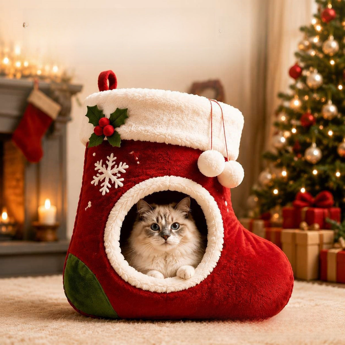 Cat Christmas Sock