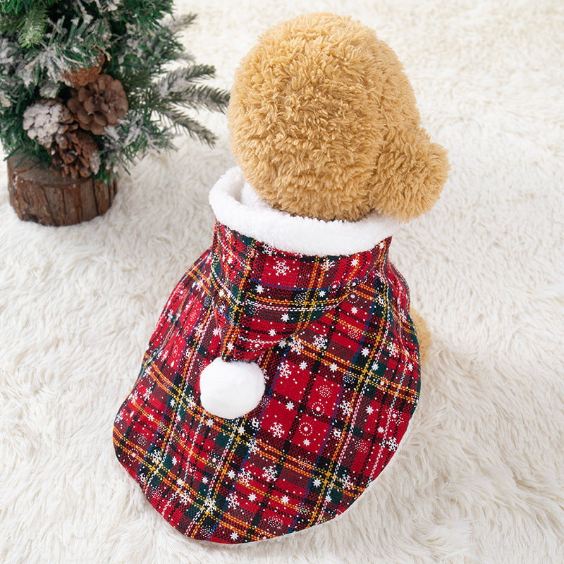 Christmas Plaid Hooded Cape