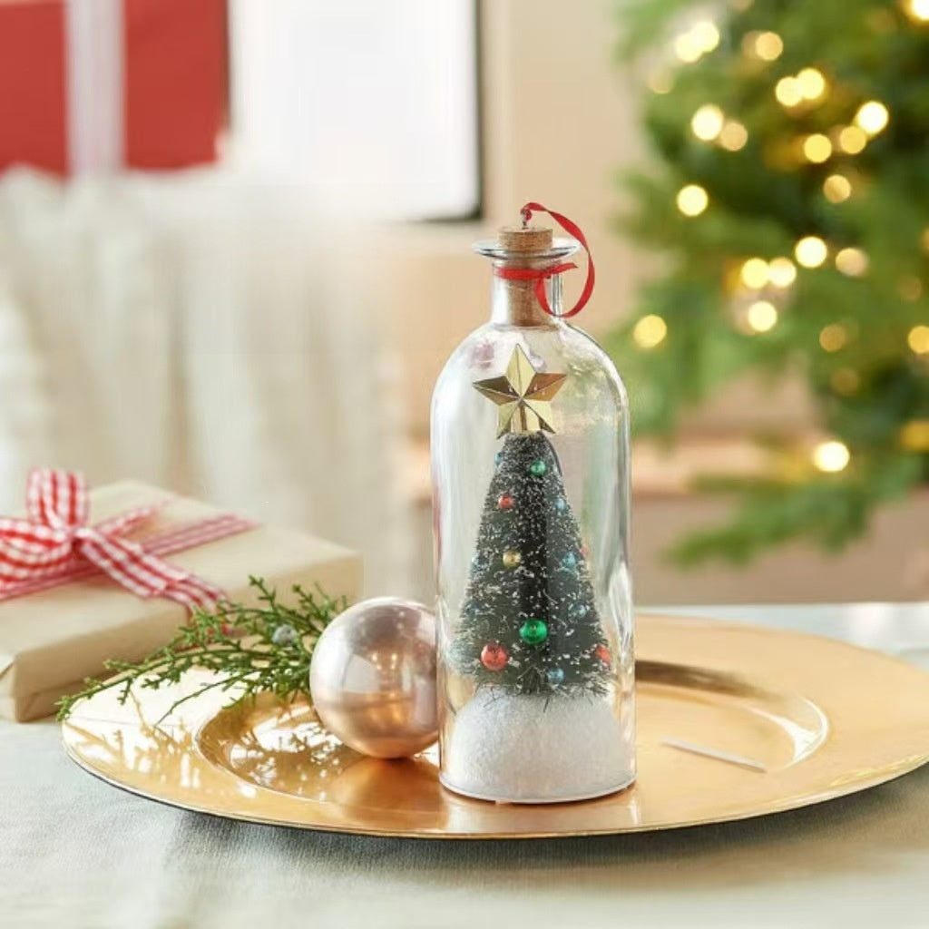 Christmas Tree Message Recording Glass Bottle