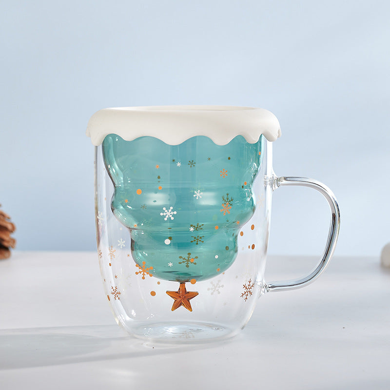 Double-Wall Borosilicate Glass Christmas Cup with Lid