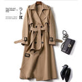 Women's Double-Breasted Lapel Long Sleeve Trench Coat