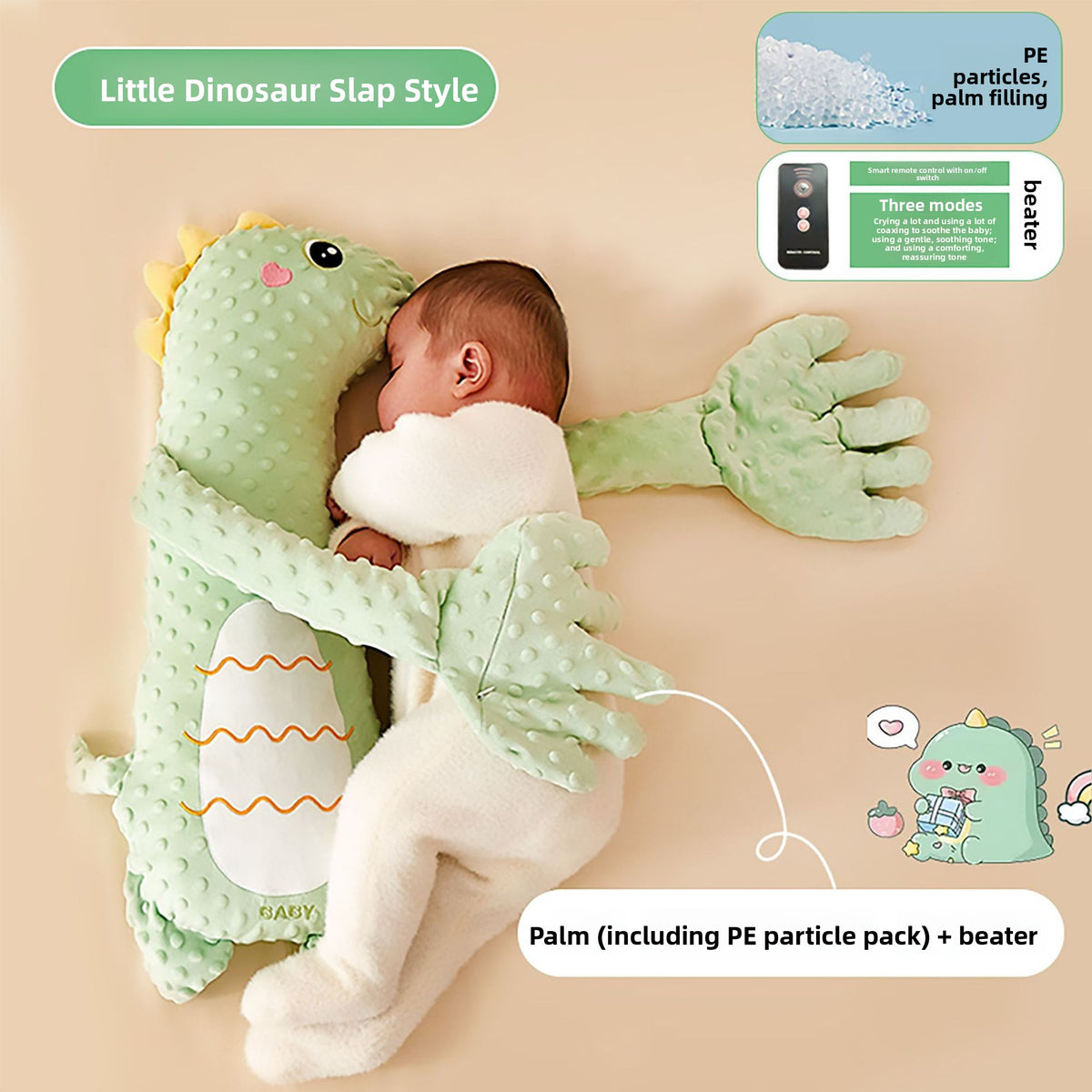 Baby soothing dinosaur velvet toy baby sleeping pillow