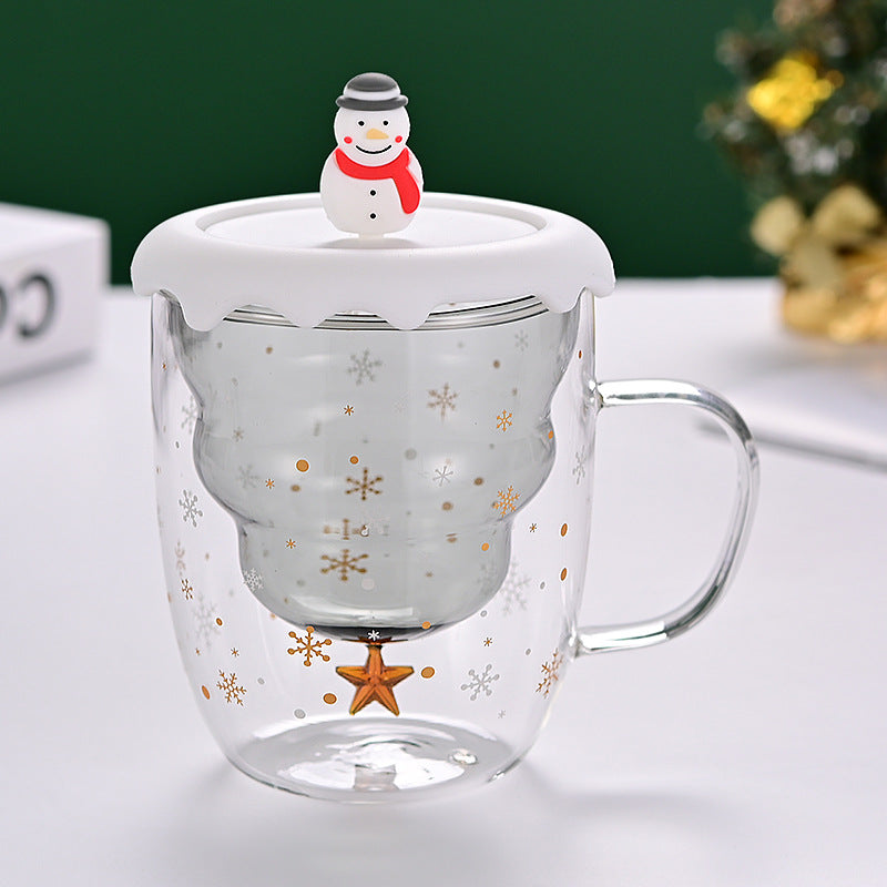 Double-Wall Borosilicate Glass Christmas Cup with Lid