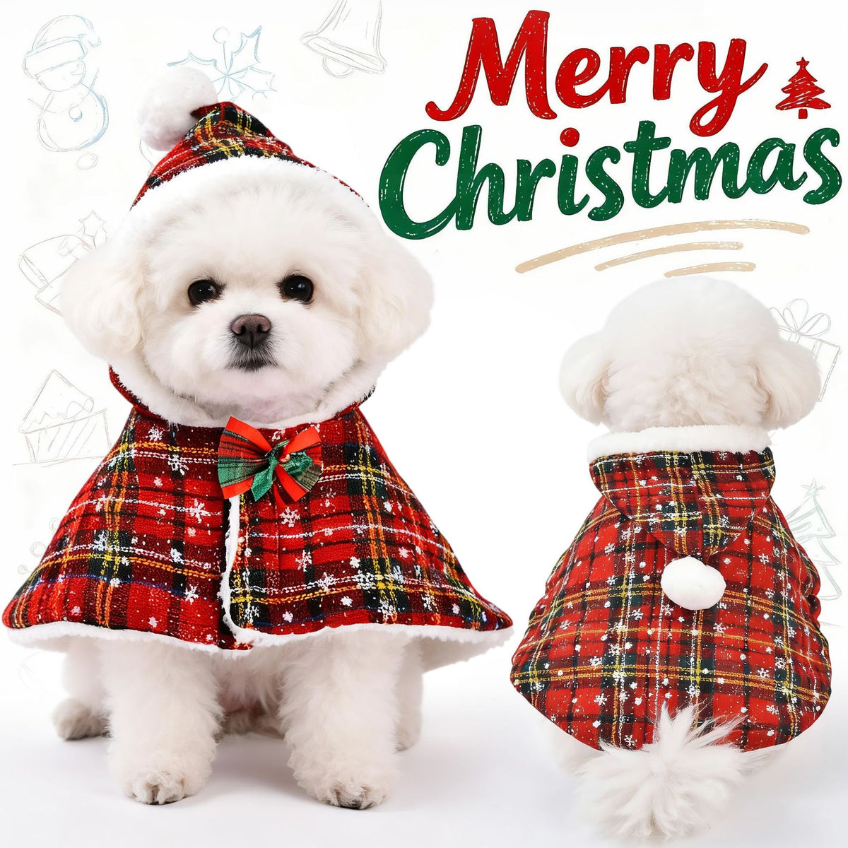 Christmas Plaid Hooded Cape