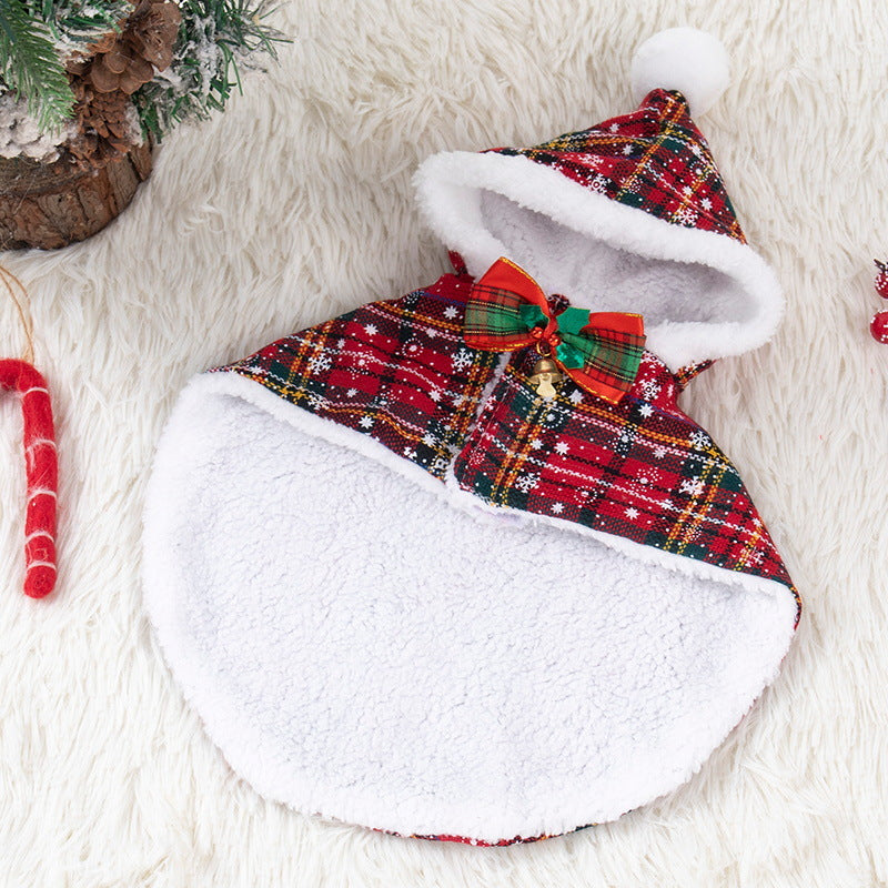 Christmas Plaid Hooded Cape