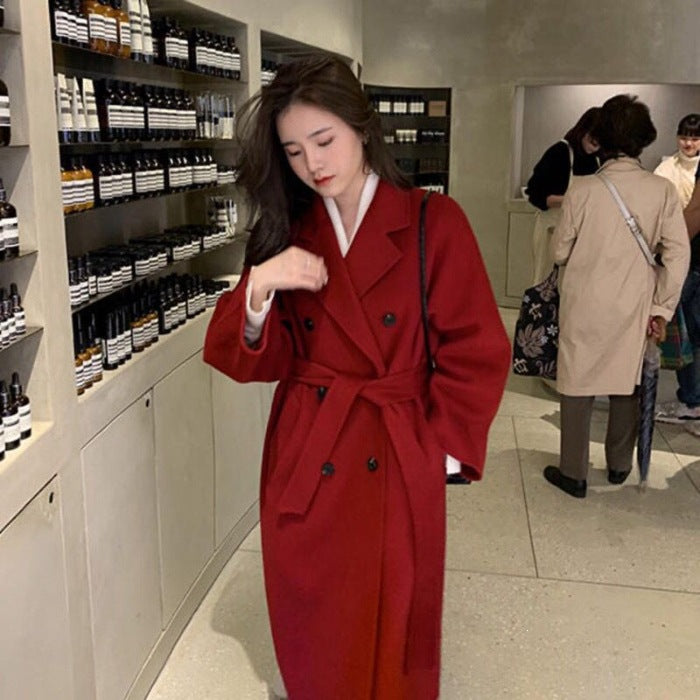 Women's Mid-Length Thickened Polyester Lapel Coat