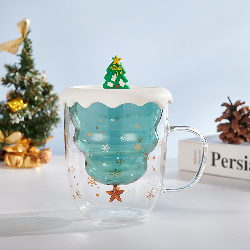Double-Wall Borosilicate Glass Christmas Cup with Lid