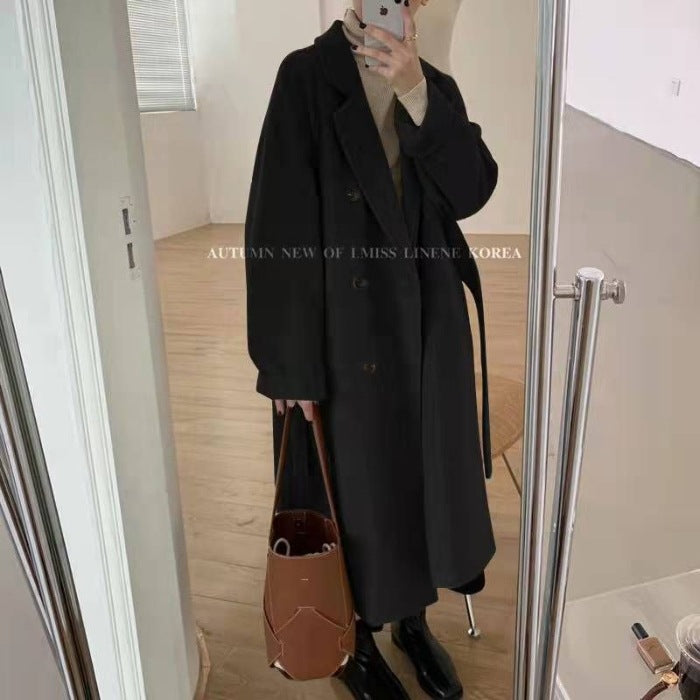 Women's Mid-Length Thickened Polyester Lapel Coat