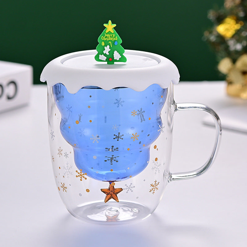 Double-Wall Borosilicate Glass Christmas Cup with Lid