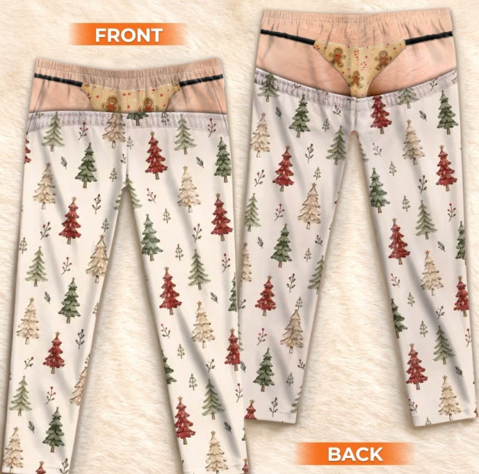 Men's Plaid Drawstring Straight-Leg Trousers with 3D Print