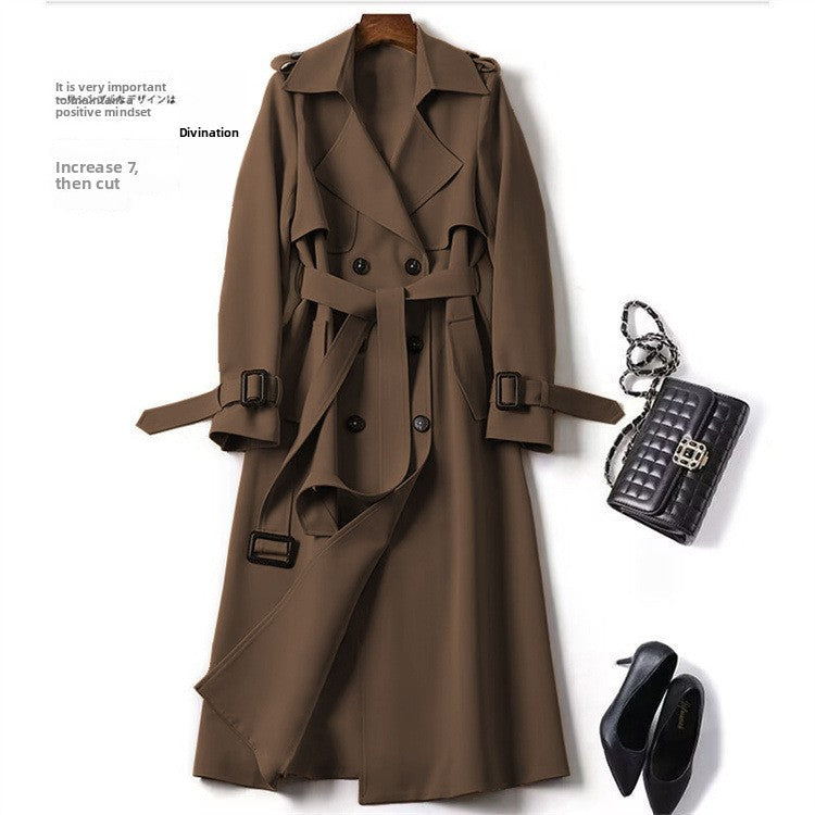Women's Double-Breasted Lapel Long Sleeve Trench Coat