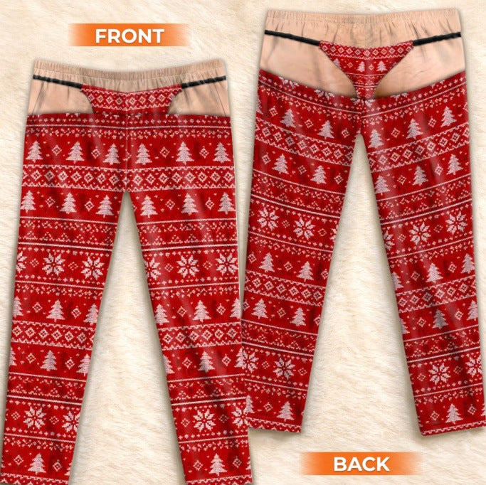 Men's Plaid Drawstring Straight-Leg Trousers with 3D Print