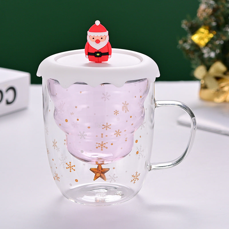 Double-Wall Borosilicate Glass Christmas Cup with Lid